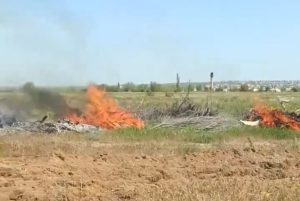 Обжиг сушняка вывезенного в овраг верхнего массива
